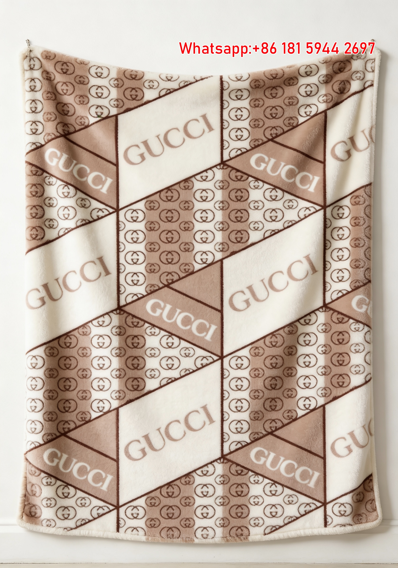 Gucci Geometric GG Monogram Flannel Blanket Warm Pink Brown Wall Decor throw blanket IMG_2597